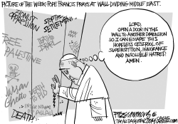 POPE PRAYS by David Fitzsimmons