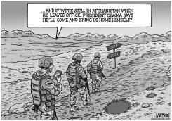 OBAMA EXTENDS PROMISE TO BRING TROOPS HOME FROM AFGHANISTAN by RJ Matson