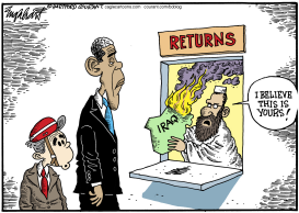 OBAMA BUSH AND IRAQ by Bob Englehart