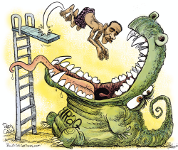 JUMPING INTO IRAQ by Daryl Cagle