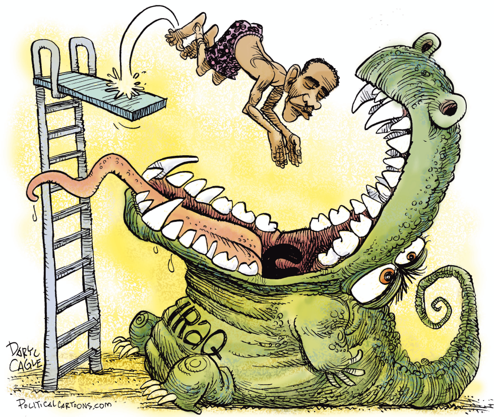  JUMPING INTO IRAQ by Daryl Cagle