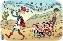 IMMIGRATION PIPER by Rick McKee