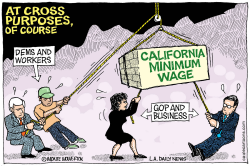 LOCAL-CA MINIMUM WAGE TUG-O-WAR by Wolverton