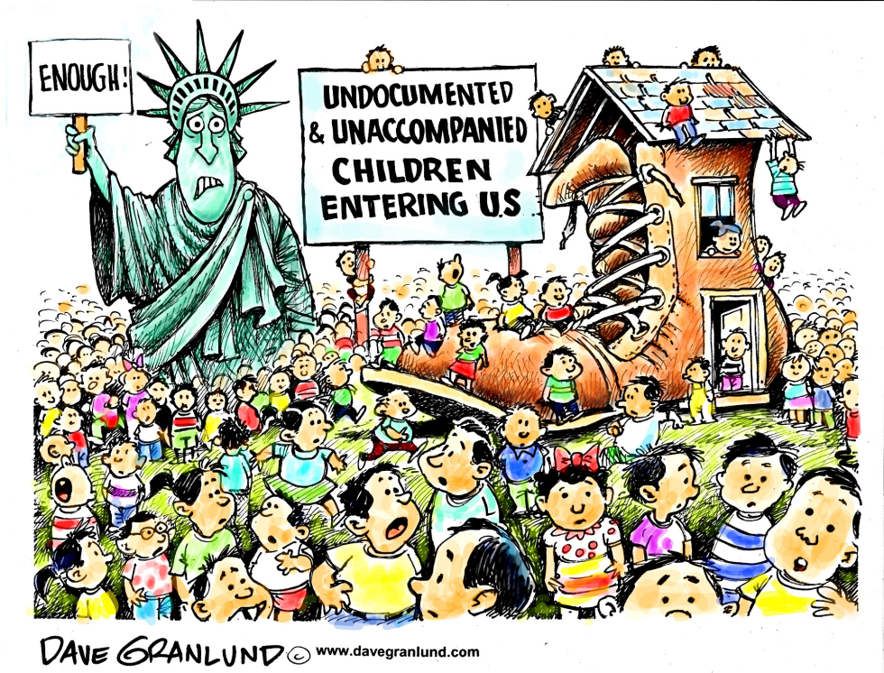  KIDS CROSSING US BORDER by Dave Granlund