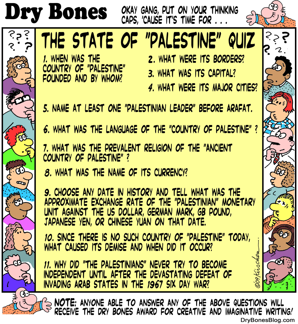  STATE OF PALESTINE QUIZ by Yaakov Kirschen