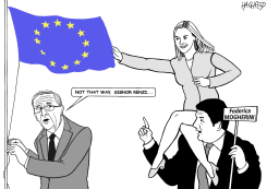 JUNCKER, RENZI, MOGHERINI by Rainer Hachfeld