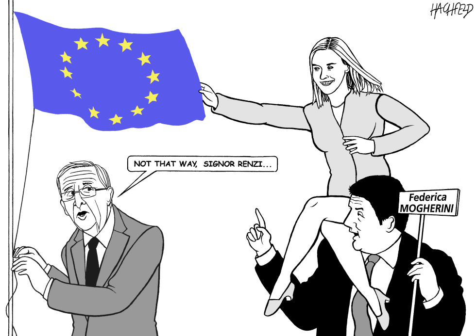  JUNCKER, RENZI, MOGHERINI by Rainer Hachfeld