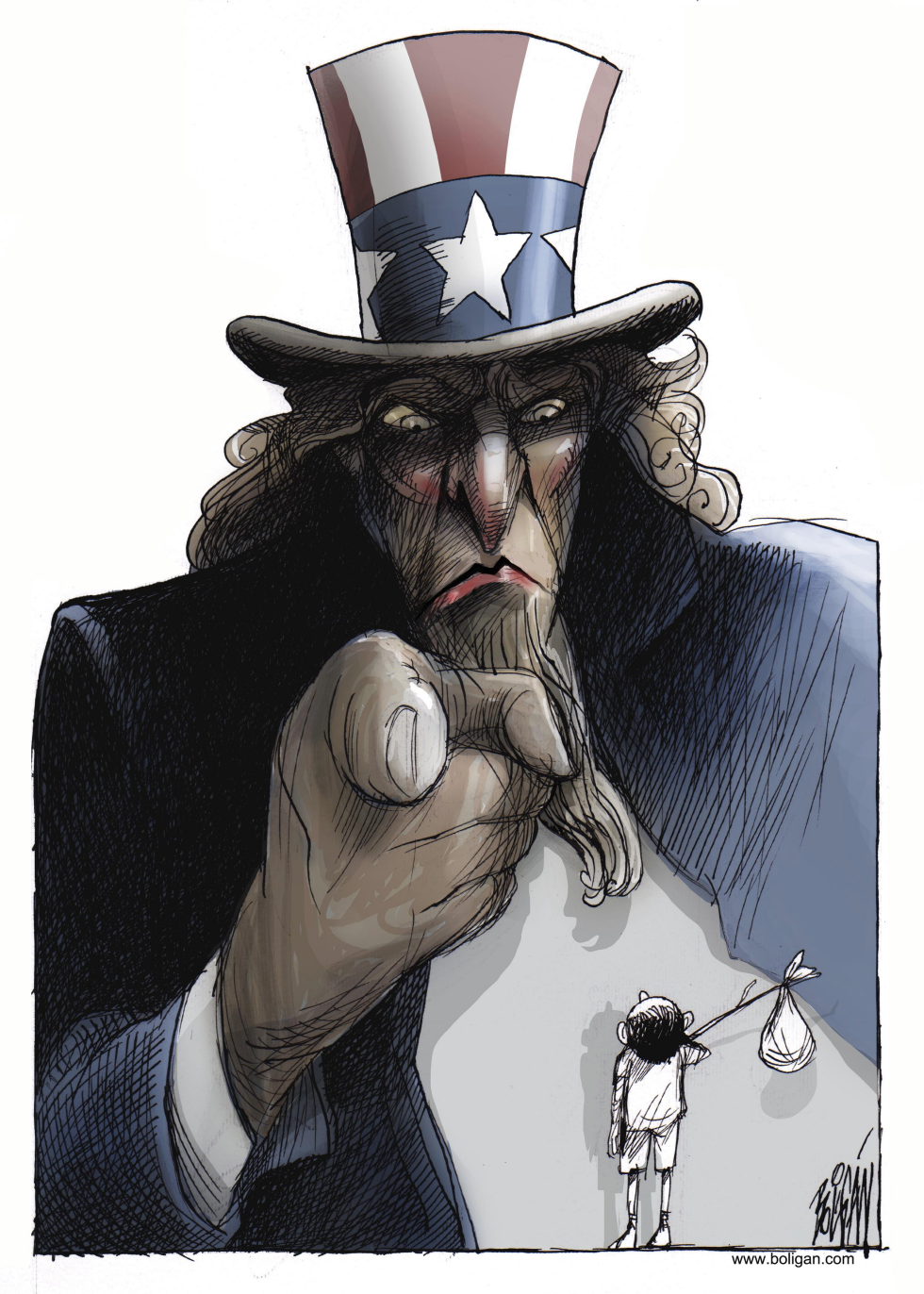  UNCLE SAM - SEND IMMIGRANTS BACK by Angel Boligan