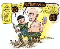 PUTIN PLANE AND UKRAINE by Daryl Cagle