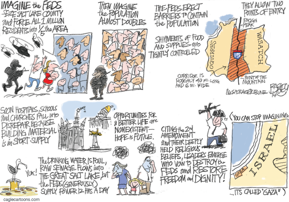  SALT LAKE CITY AND GAZA by Pat Bagley