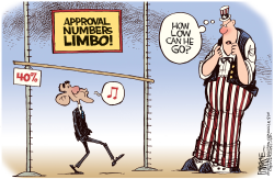 OBAMA POLL LIMBO by Rick McKee