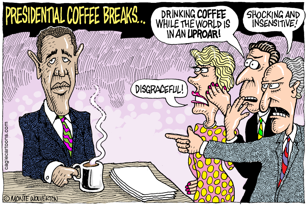  OBAMA VACATIONS AND COFFEE BREAKS by Wolverton