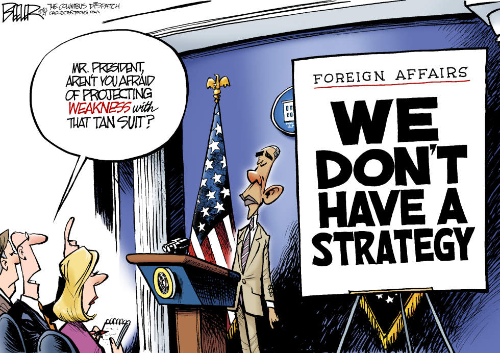  OBAMA PROJECTS WEAKNESS by Nate Beeler