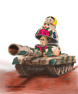 PUTIN IN BABUSHKA-TANK  by Riber Hansson