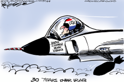 OBAMA BOMBS by Milt Priggee