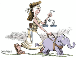 BLIND JUSTICE GUIDE DOG by Daryl Cagle