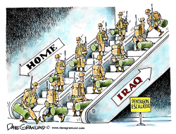 PENTAGON ESCALATOR AND IRAQ by Dave Granlund