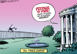 WHITE HOUSE FENCE-JUMPER by Nate Beeler