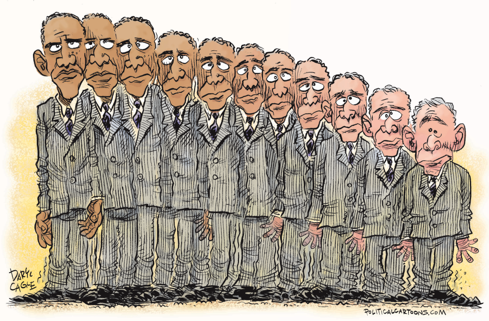  OBAMA TRANSFORMS INTO BUSH by Daryl Cagle