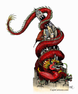 CHINESE DRAGON STRANGLING HONGKONG by Riber Hansson