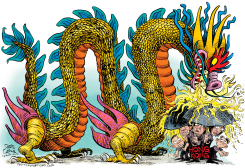 HONG KONG UMBRELLA REVOLUTION DRAGON by Daryl Cagle