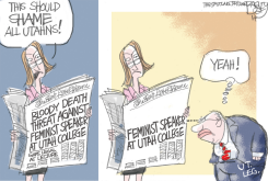 FEMINIST DEATH THREAT by Pat Bagley