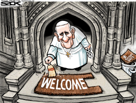 PAPAL WELCOME by Steve Sack