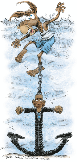 OBAMA SINKING THE DEMOCRATS by Daryl Cagle