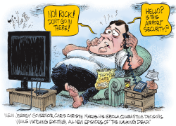 CHRIS CHRISTIE - EBOLA AND THE WALKING DEAD by Daryl Cagle