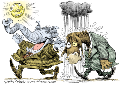 GOP JUBILOSO Y DEMOCRATA PERDIDO  by Daryl Cagle