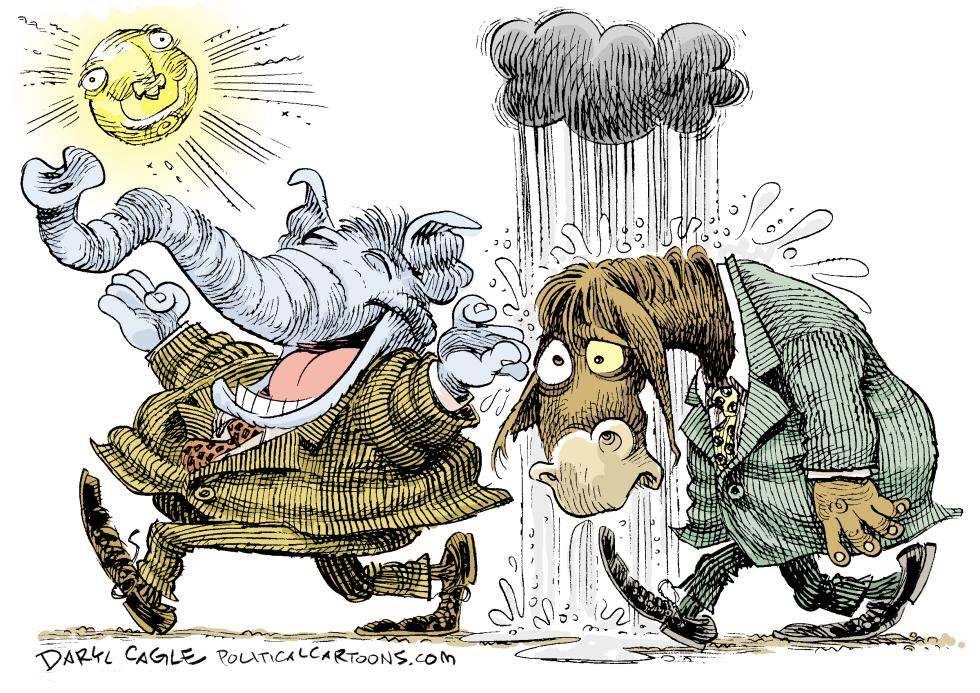  GOP JUBILOSO Y DEMOCRATA PERDIDO  by Daryl Cagle