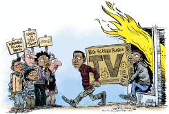 PROTESTERS AND OPPORTUNISTS by Daryl Cagle