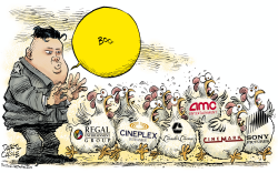 KIM JONG UN AND SONY PICTURES CHICKENS by Daryl Cagle