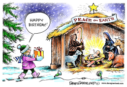 CHRISTMAS DAY CRECHE by Dave Granlund