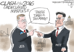 JEB AND ROMNEY CLASH by Pat Bagley