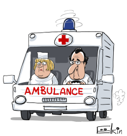 MERKEL AND HOLLANDE by Sergei Elkin