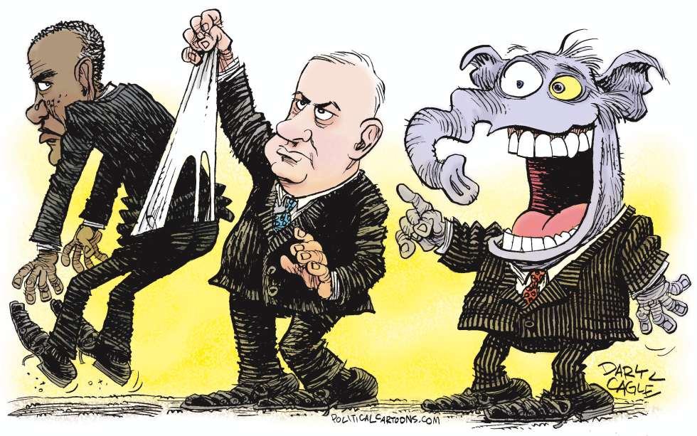  NETANYAHU GIVES OBAMA A WEDGIE by Daryl Cagle