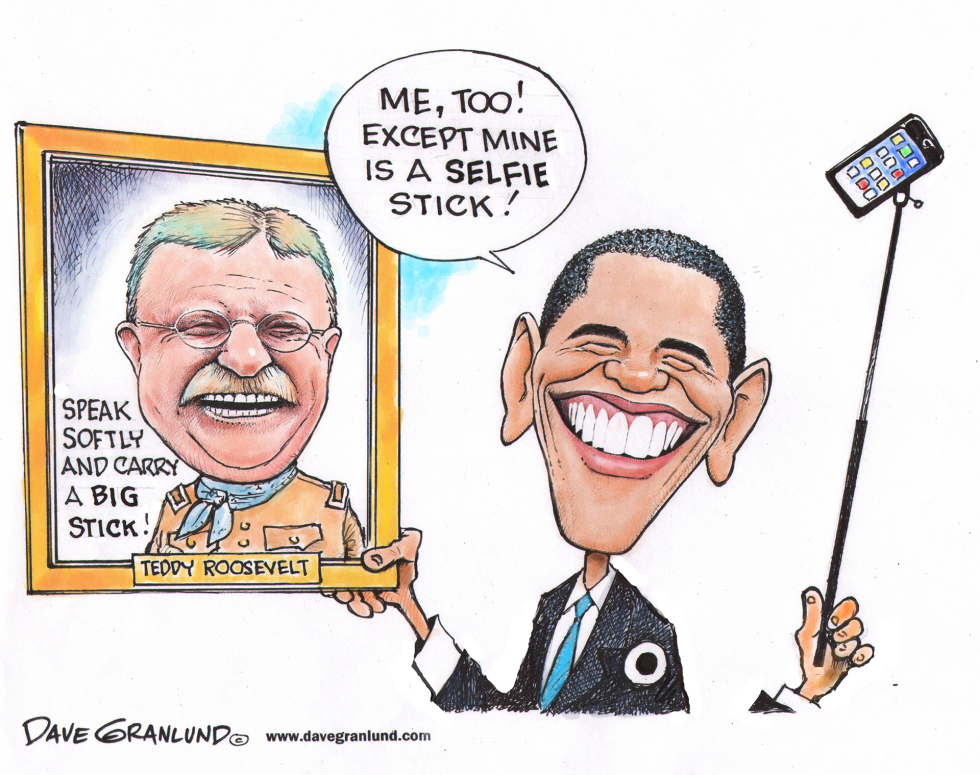  OBAMA AND SELFIE STICK by Dave Granlund