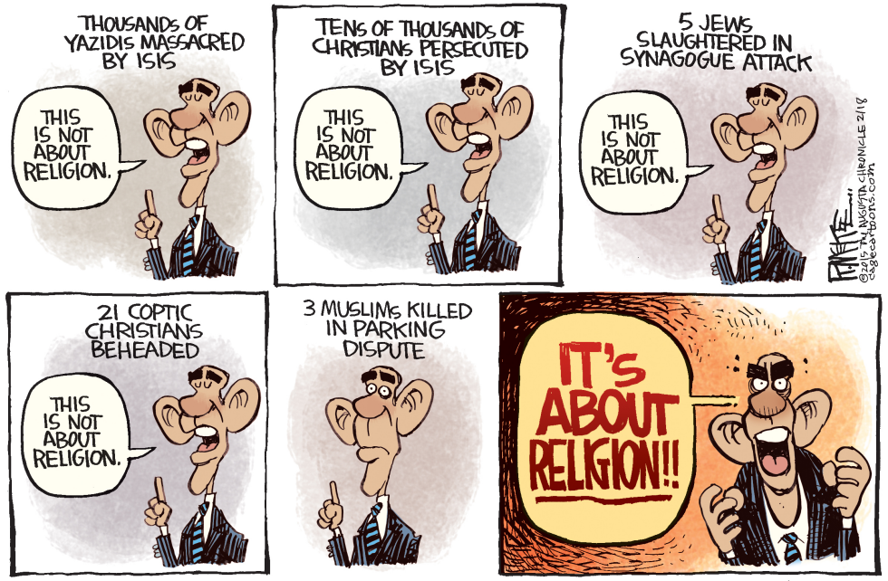  OBAMA AND RELIGION by Rick McKee