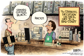 STARBUCKS RACE TALK by Rick McKee