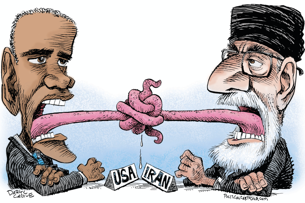  IRAN TALKS TONGUES TIED by Daryl Cagle