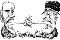 LENGUAS AMARRADAS EN PLATICAS CON IRAN by Daryl Cagle