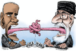 LENGUAS AMARRADAS EN PLATICAS CON IRAN  by Daryl Cagle