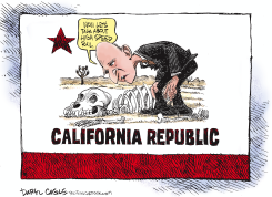 JERRY BROWN - DROUGHT AND HIGH SPEED RAIL by Daryl Cagle