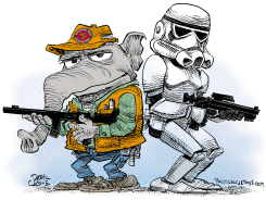 CAGLE COLUMN ILLUSTRATION - NRA AND COMIC-CON by Daryl Cagle