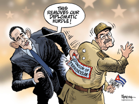 OBAMA, RAUL CASTRO MEET by Paresh Nath