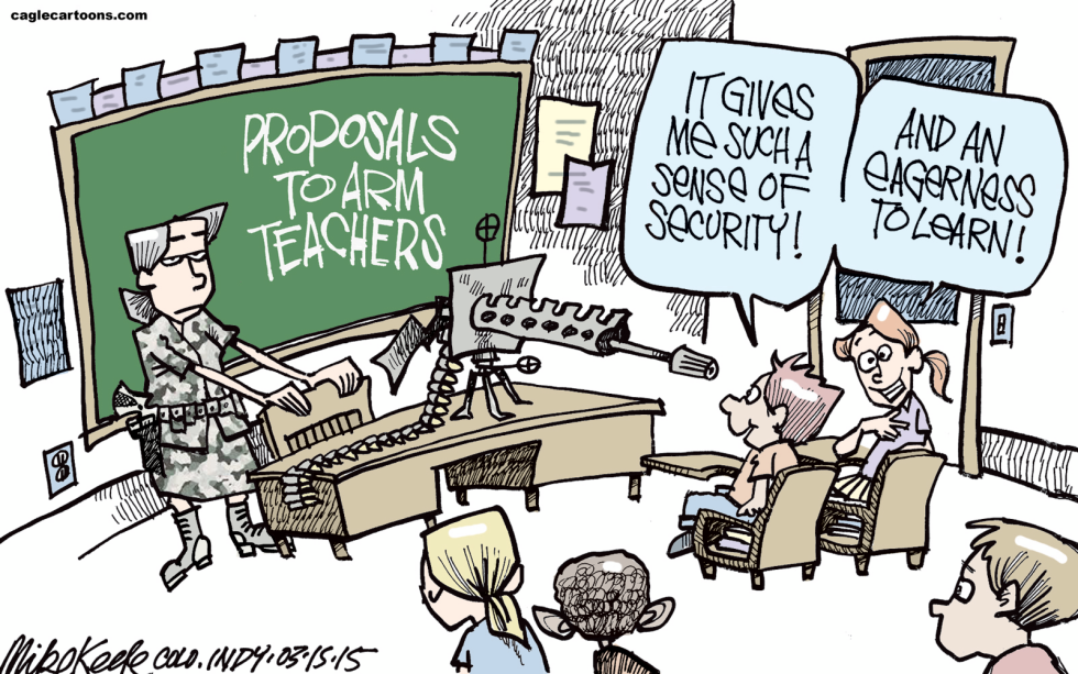  GUNS IN CLASSROOM by Mike Keefe