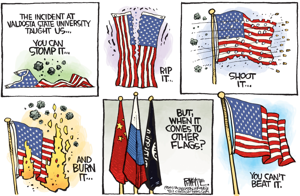  FLAG STEPPED ON by Rick McKee