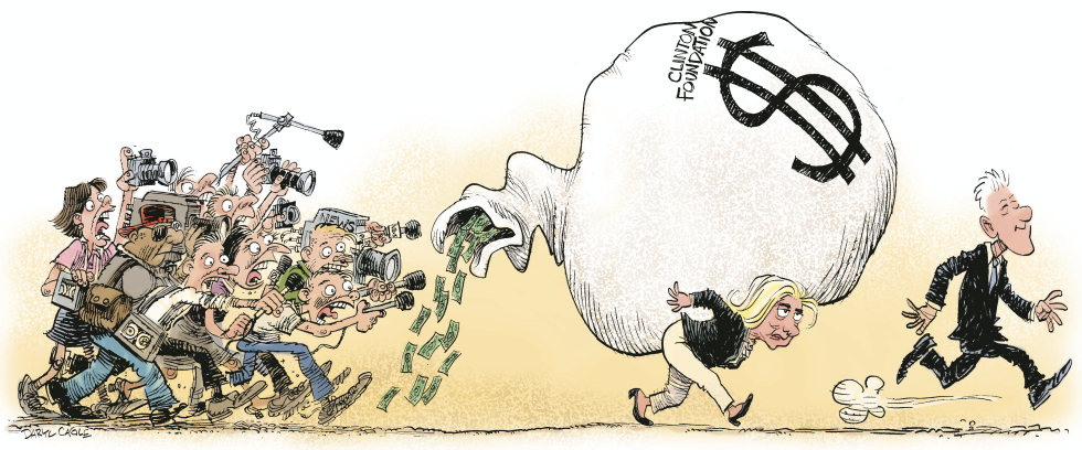  HILLARY RUNS FROM THE MEDIA by Daryl Cagle