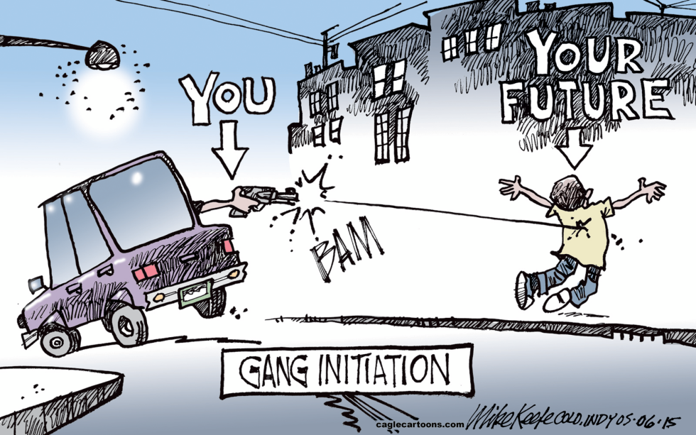  GANG INITIATION by Mike Keefe